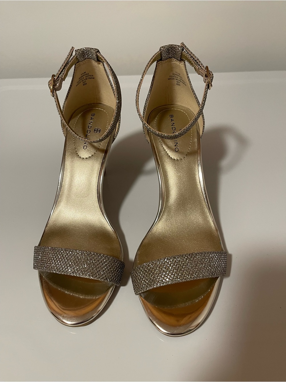 Bandolino Gold Rhinestone Ankle-Strap Sandals